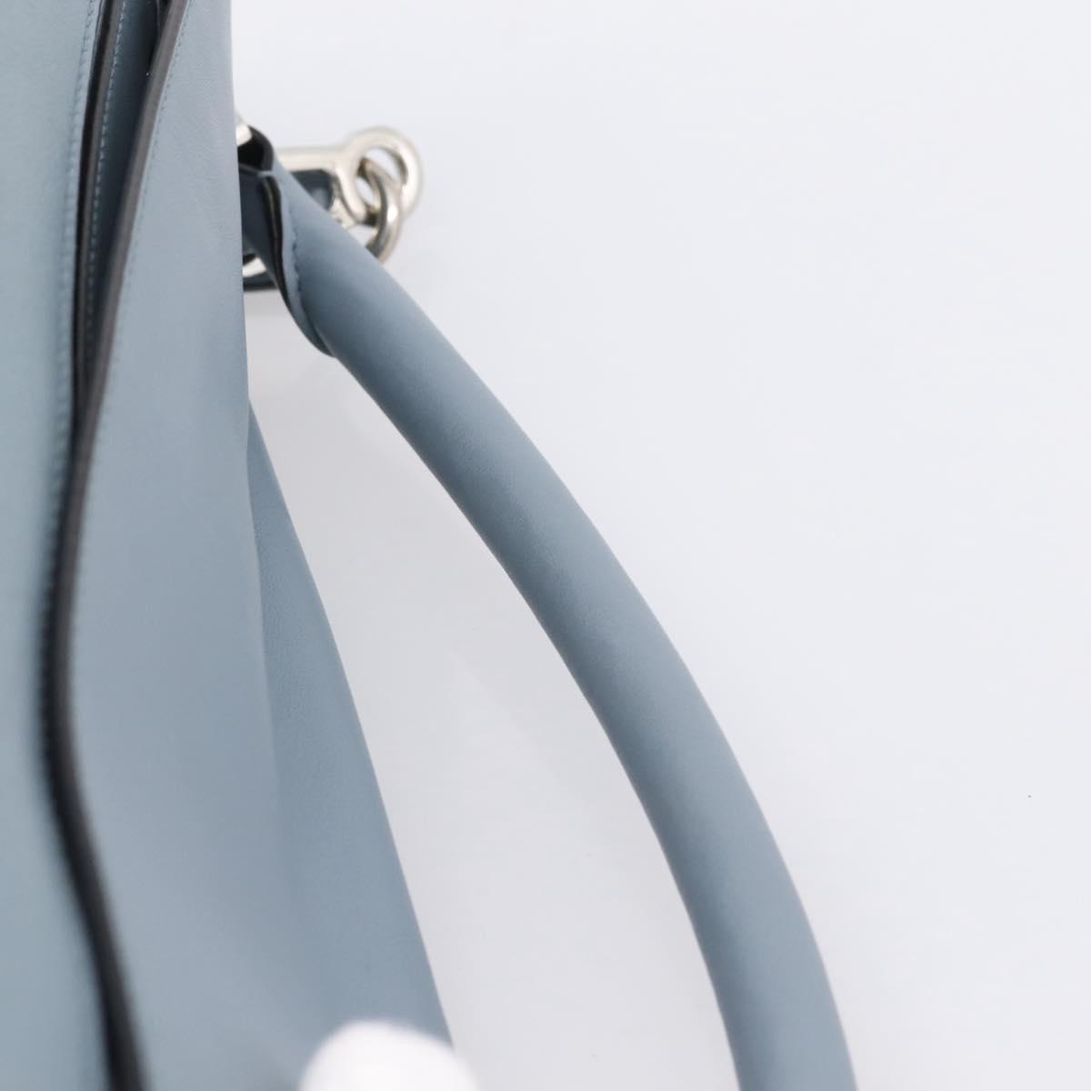 LOEWE Puzzle Bag Hand Bag Leather 2way Light Blue Silver Auth ka6201V