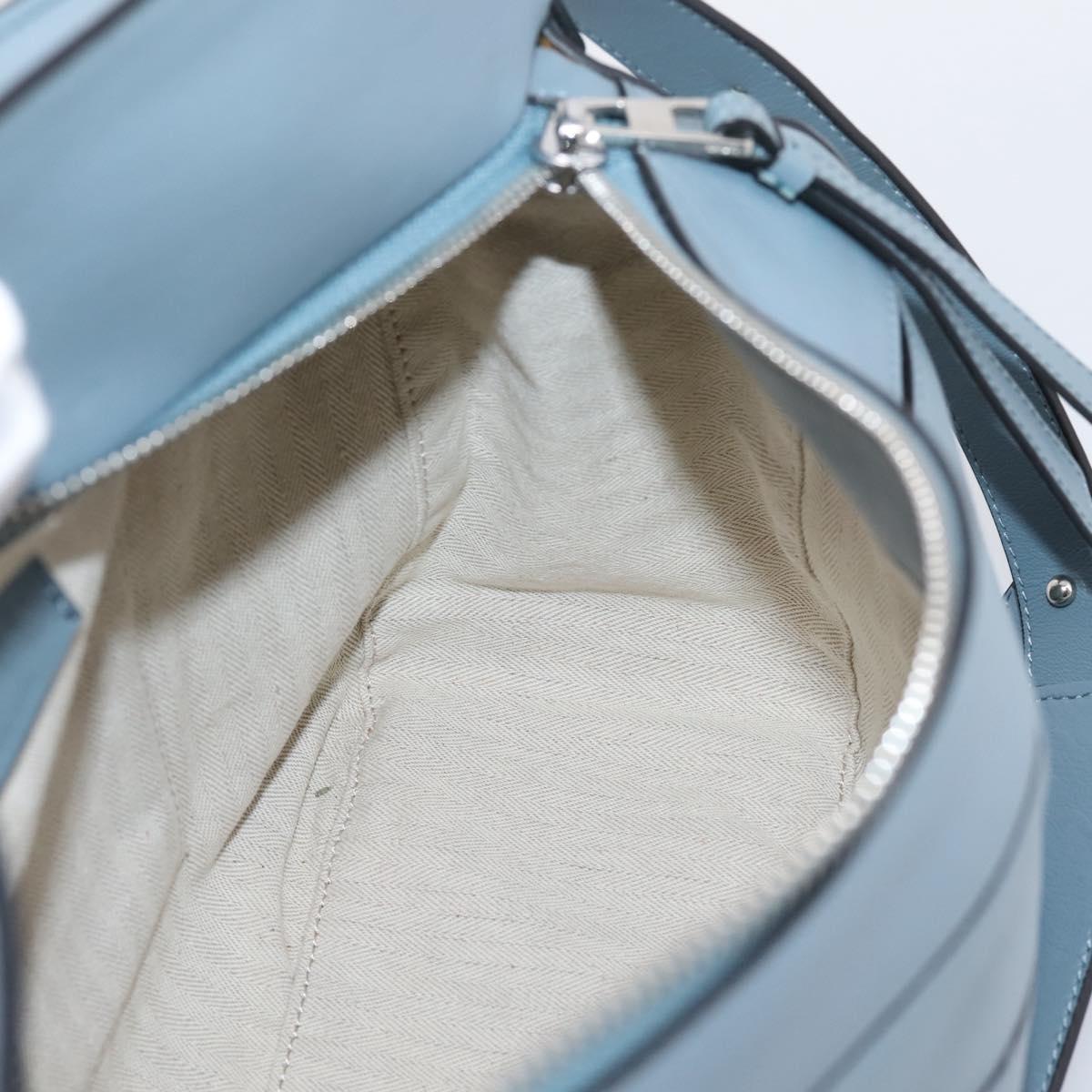 LOEWE Puzzle Bag Hand Bag Leather 2way Light Blue Silver Auth ka6201V