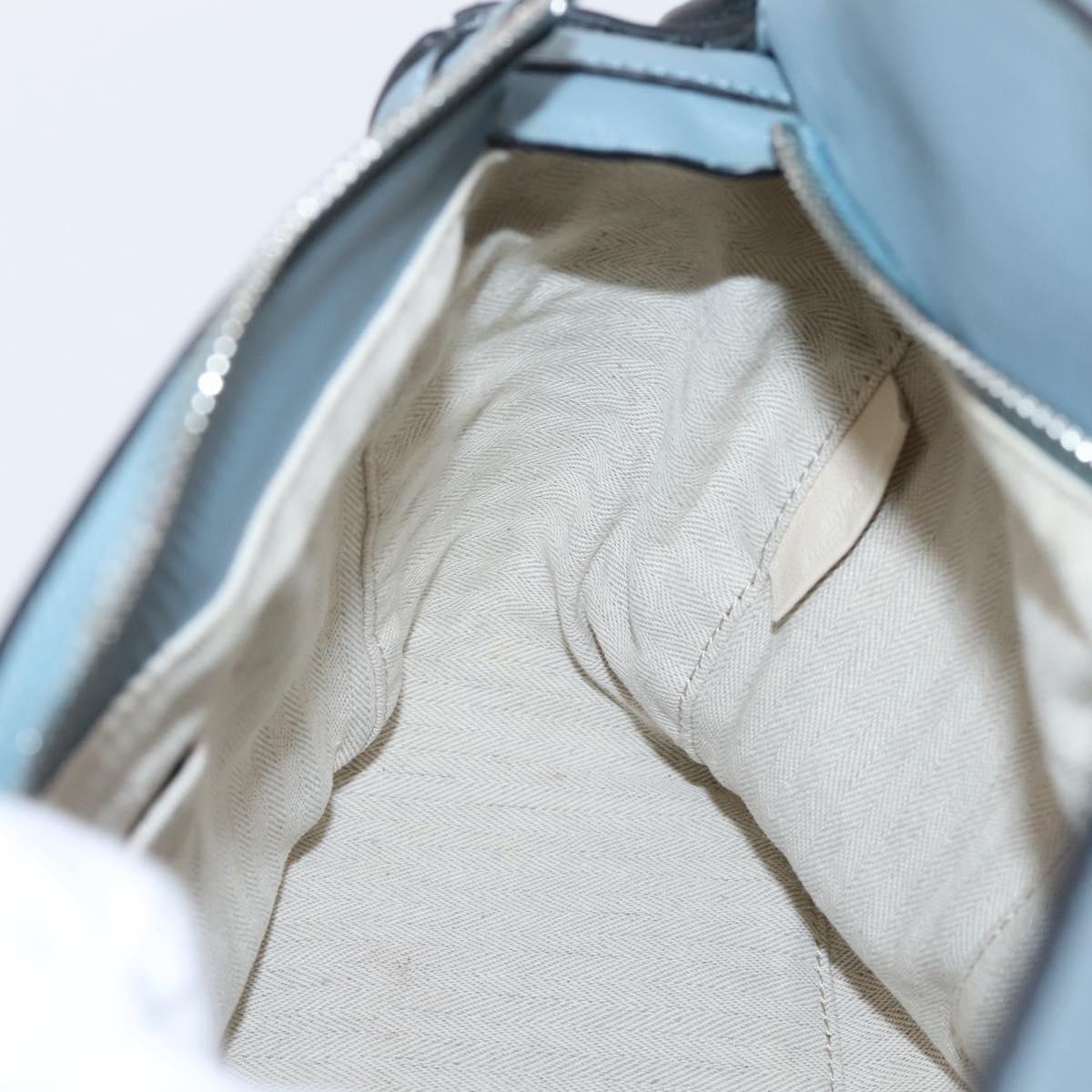 LOEWE Puzzle Bag Hand Bag Leather 2way Light Blue Silver Auth ka6201V
