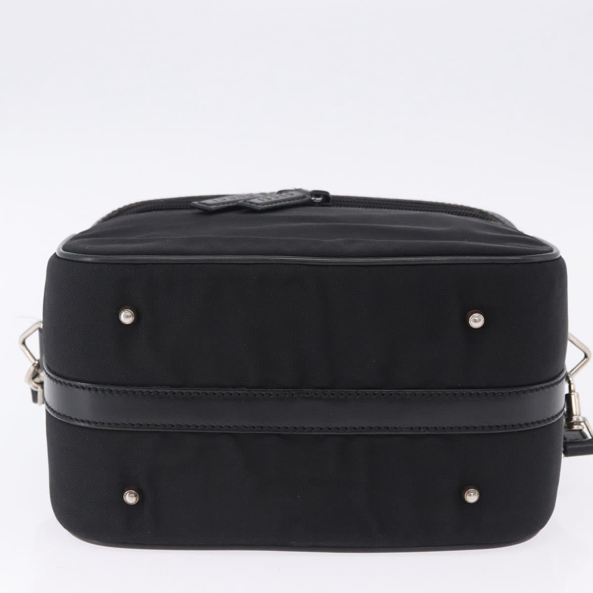 GUCCI Bamboo Vanity Hand Bag Nylon 2way Black Silver 013 2490 Auth ka6203