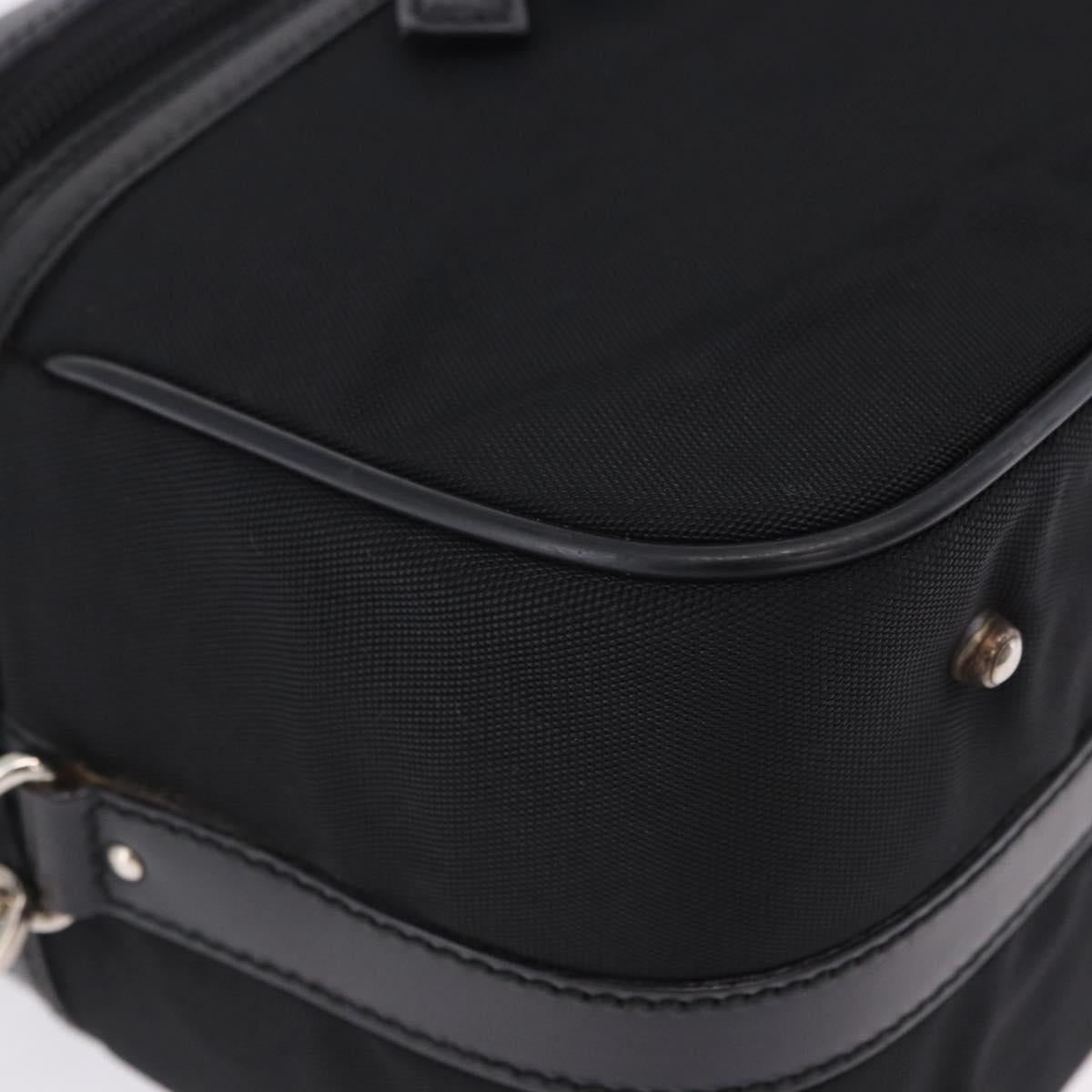 GUCCI Bamboo Vanity Hand Bag Nylon 2way Black Silver 013 2490 Auth ka6203