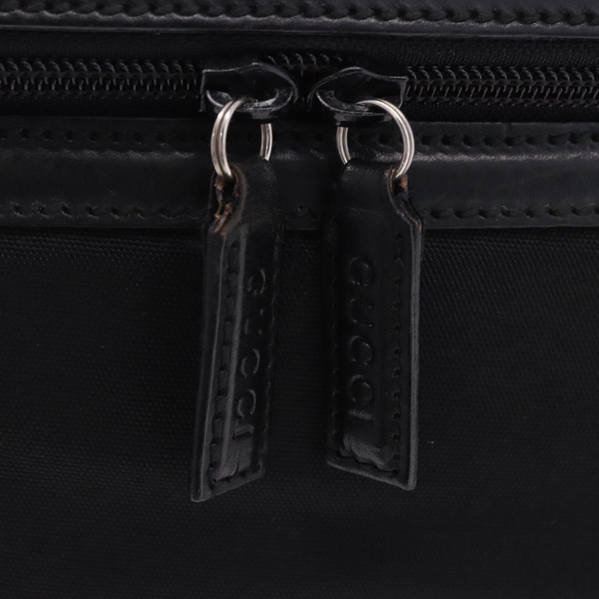 GUCCI Bamboo Vanity Hand Bag Nylon 2way Black Silver 013 2490 Auth ka6203