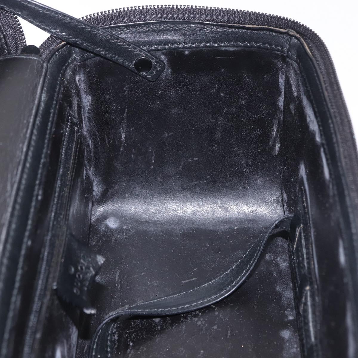 GUCCI Bamboo Vanity Hand Bag Nylon 2way Black Silver 013 2490 Auth ka6203