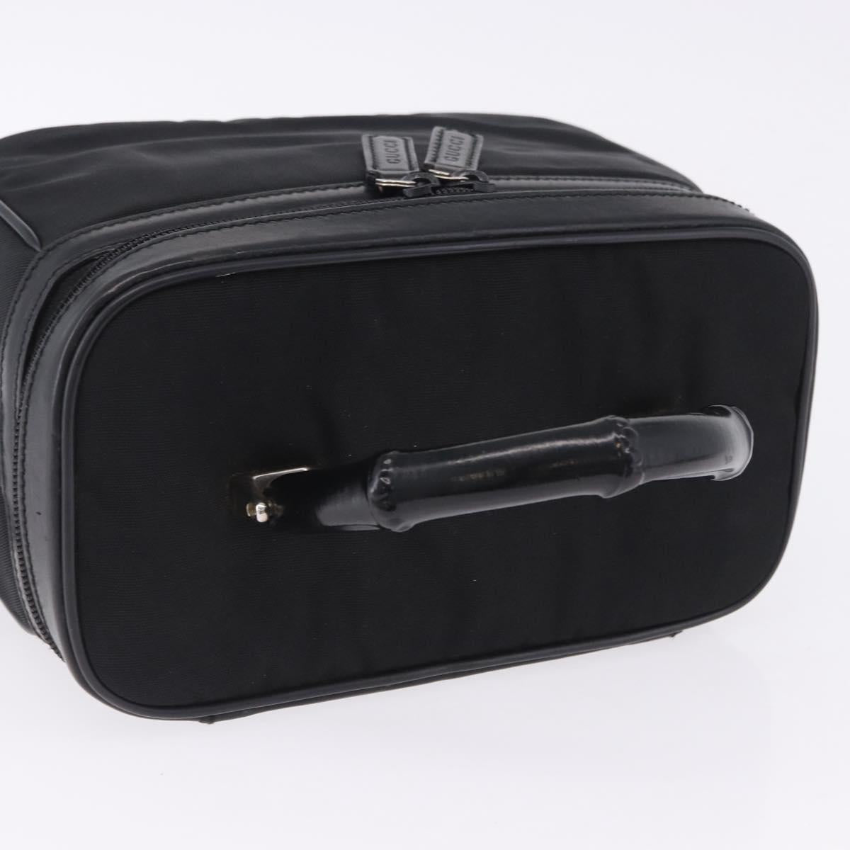 GUCCI Bamboo Vanity Hand Bag Nylon 2way Black Silver 013 2490 Auth ka6203