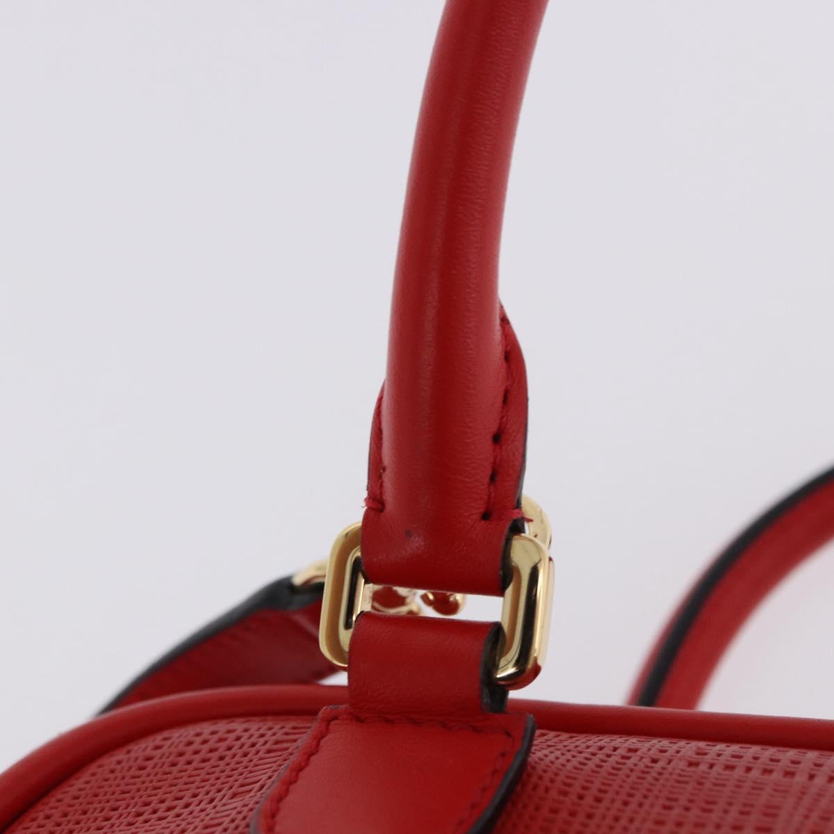 LOEWE Hand Bag Leather 2way Red Gold Tone Auth ka6204V