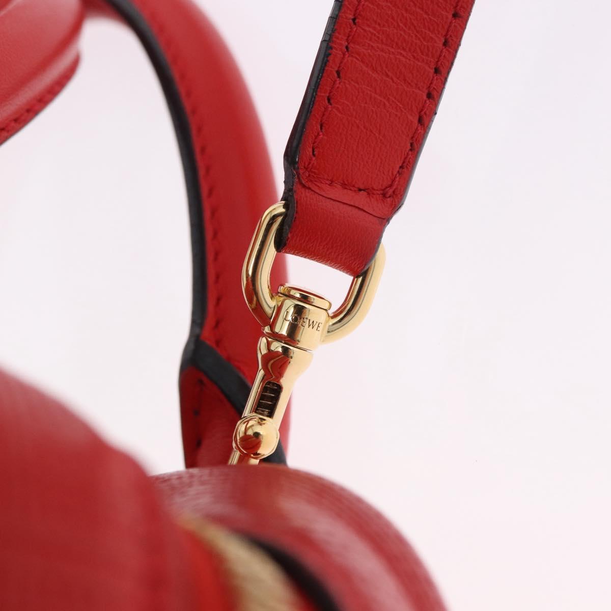 LOEWE Hand Bag Leather 2way Red Gold Tone Auth ka6204V