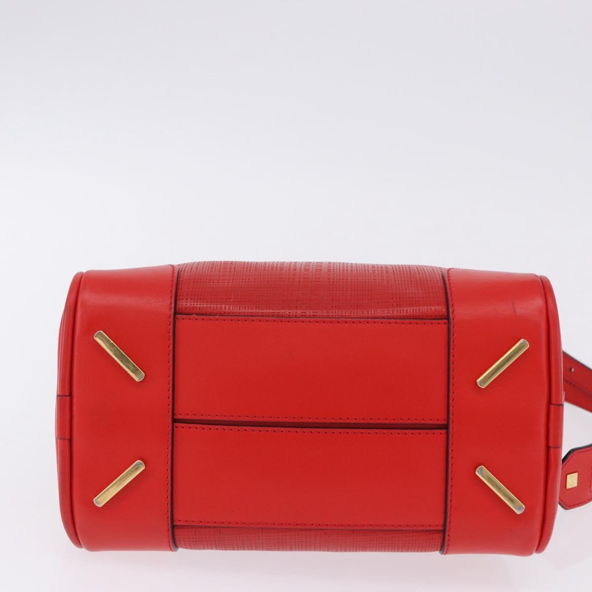 LOEWE Hand Bag Leather 2way Red Gold Tone Auth ka6204V