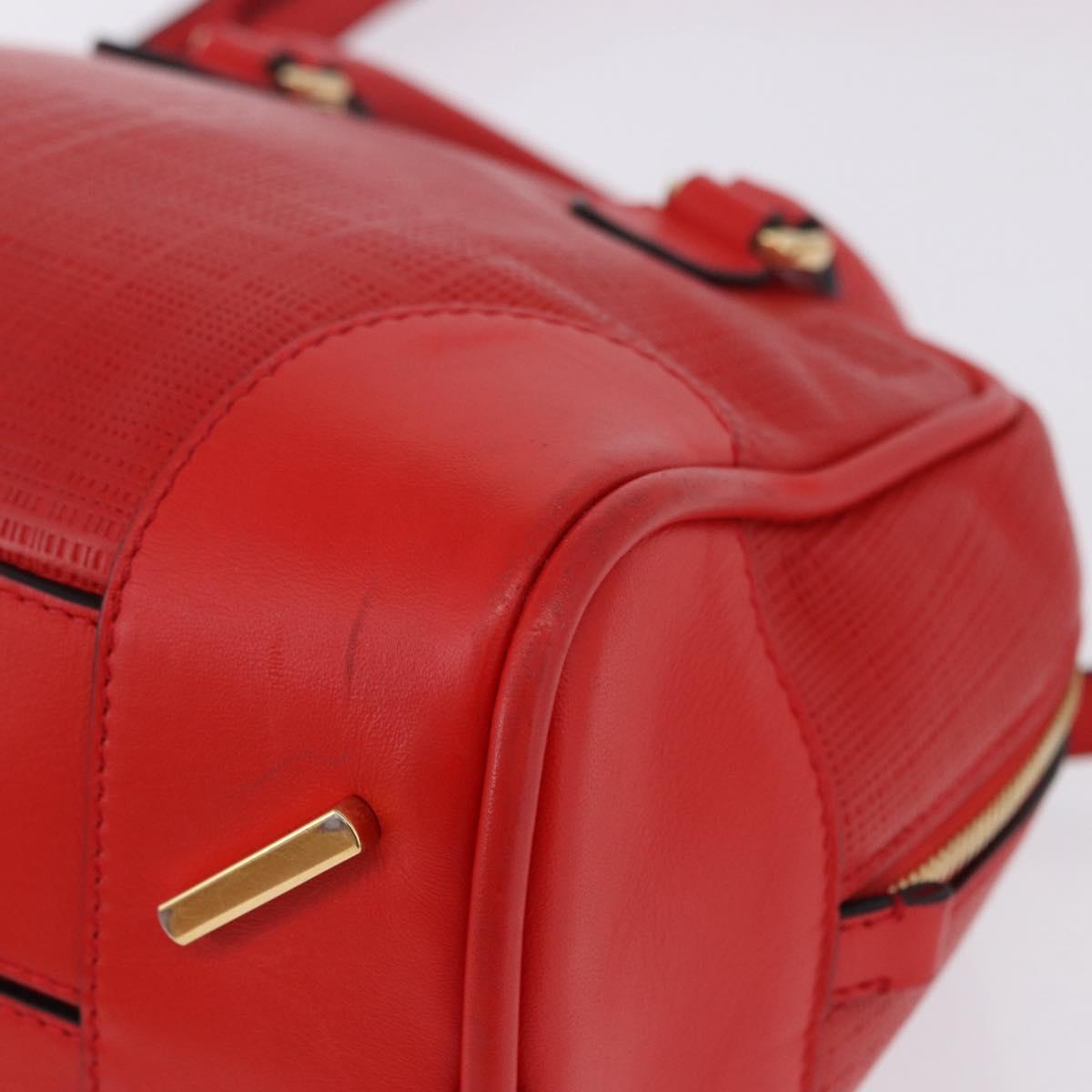 LOEWE Hand Bag Leather 2way Red Gold Tone Auth ka6204V