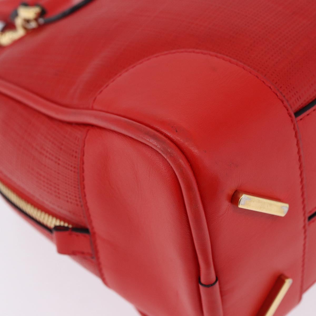 LOEWE Hand Bag Leather 2way Red Gold Tone Auth ka6204V