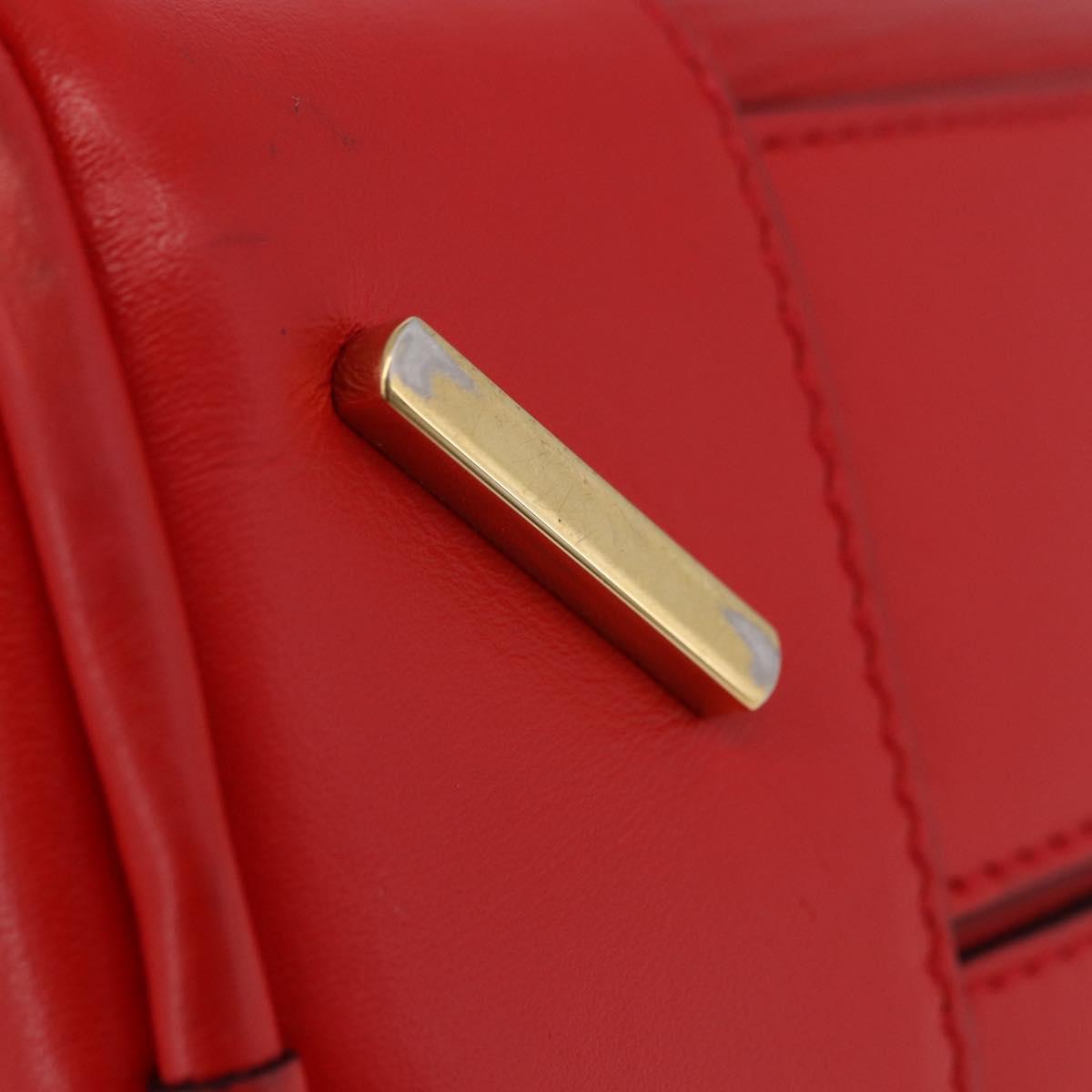 LOEWE Hand Bag Leather 2way Red Gold Tone Auth ka6204V