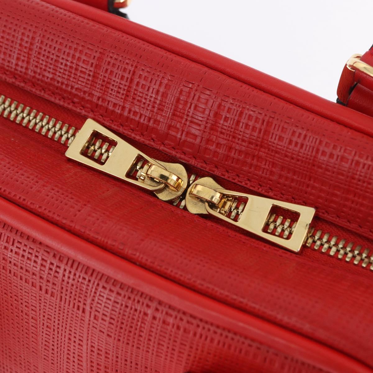 LOEWE Hand Bag Leather 2way Red Gold Tone Auth ka6204V