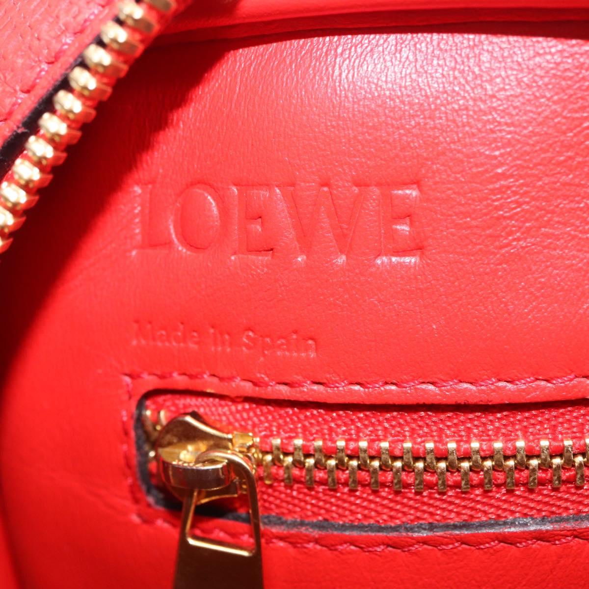 LOEWE Hand Bag Leather 2way Red Gold Tone Auth ka6204V