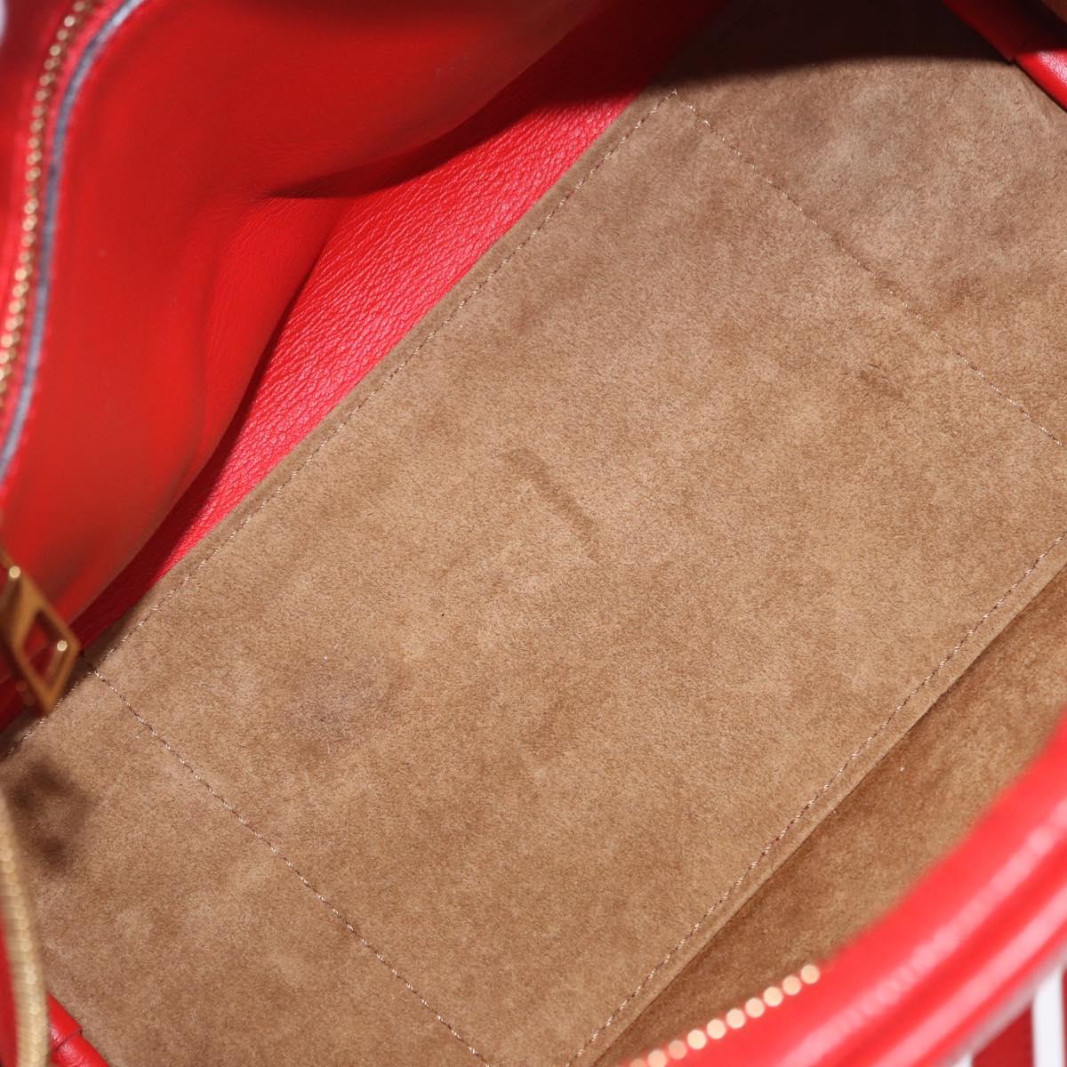 LOEWE Hand Bag Leather 2way Red Gold Tone Auth ka6204V