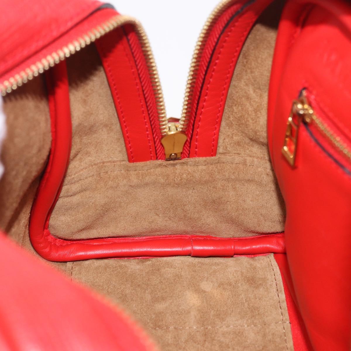LOEWE Hand Bag Leather 2way Red Gold Tone Auth ka6204V