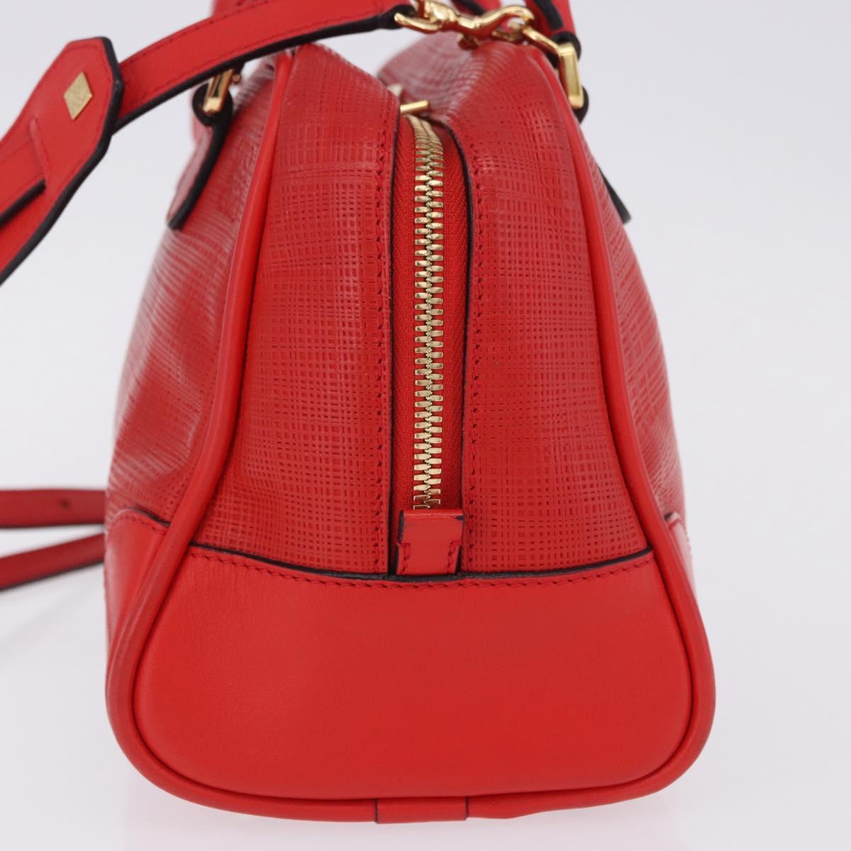 LOEWE Hand Bag Leather 2way Red Gold Tone Auth ka6204V