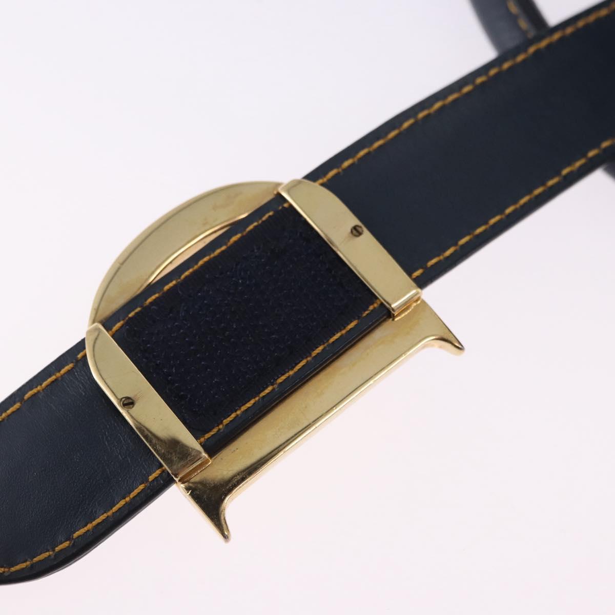 Christian Dior Trotter Canvas Double Saddle Hand Bag Navy Gold Tone Auth ka6207