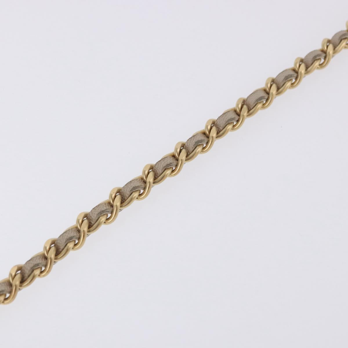 CHANEL Choco Bar Line Chain Shoulder Bag Lamb Skin Gold CC Auth ka6208V