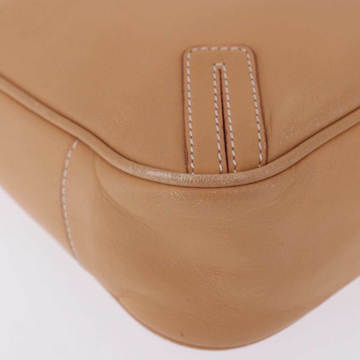BURBERRY Shoulder Bag Leather Beige Silver Auth ka6209