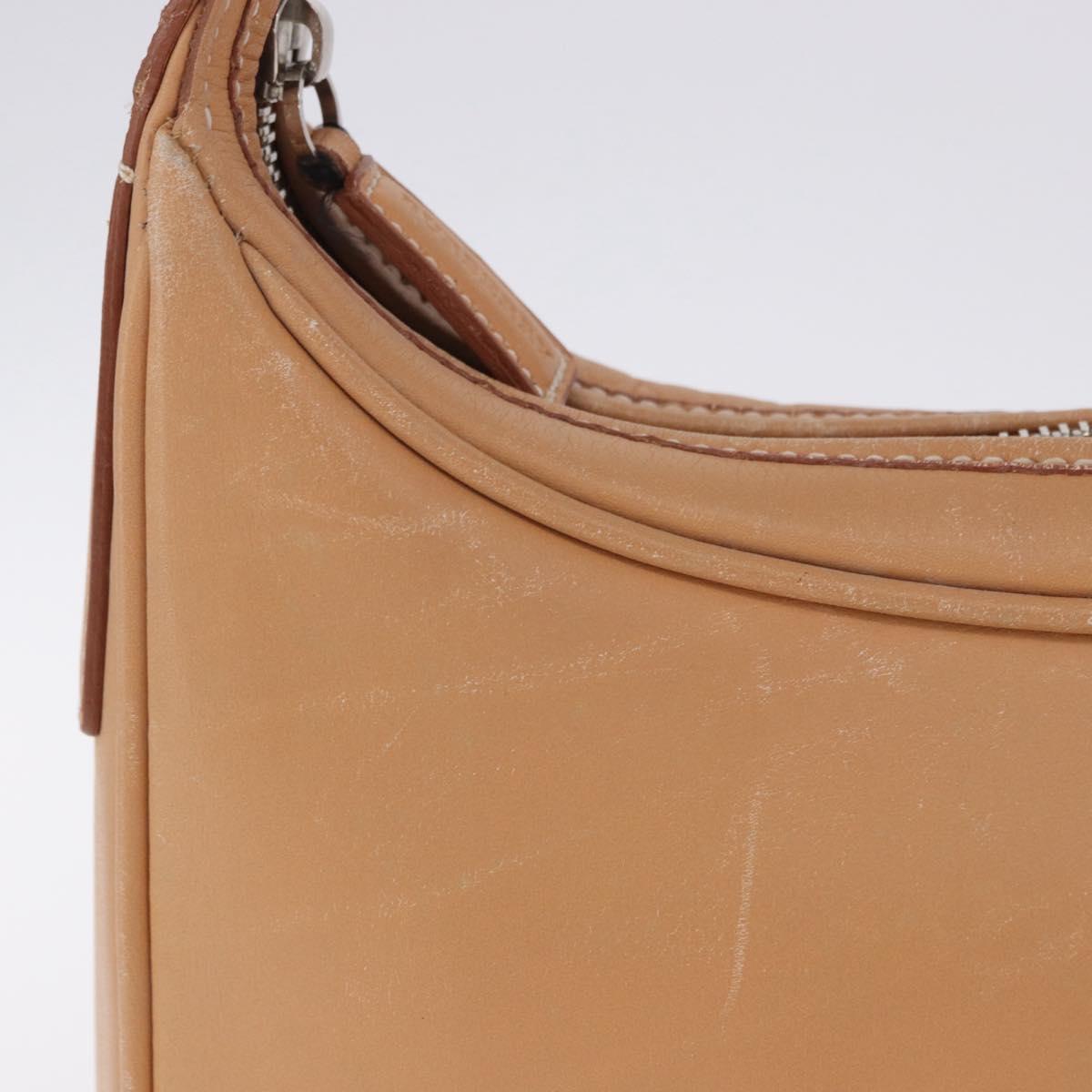 BURBERRY Shoulder Bag Leather Beige Silver Auth ka6209