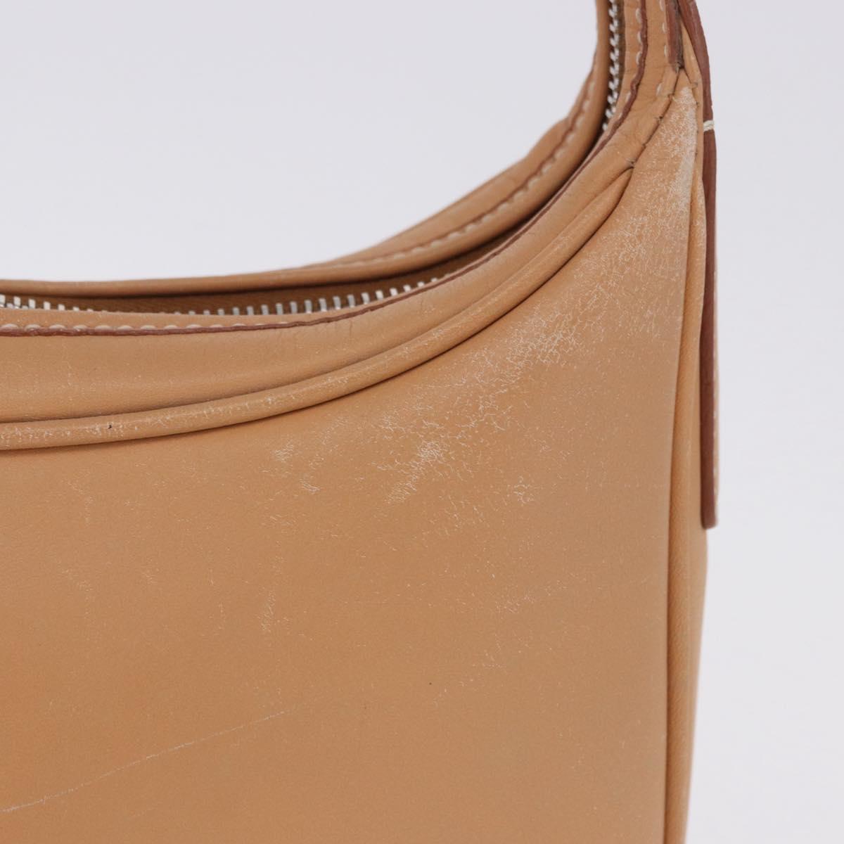 BURBERRY Shoulder Bag Leather Beige Silver Auth ka6209