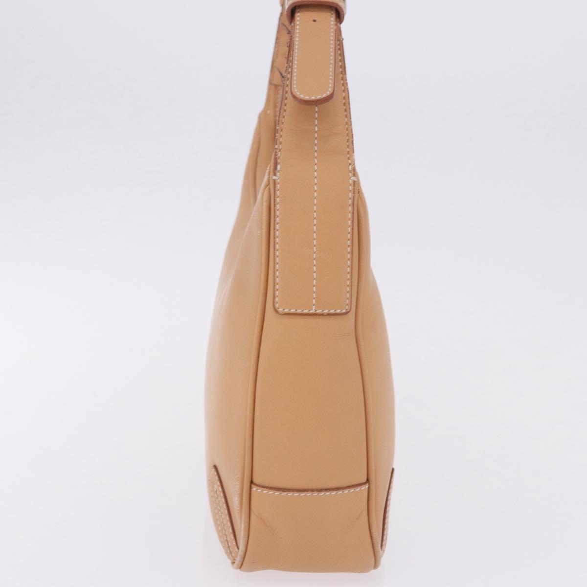 BURBERRY Shoulder Bag Leather Beige Silver Auth ka6209