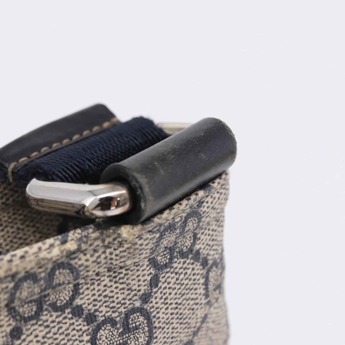 GUCCI GG Supreme Shoulder Bag PVC Navy Silver 201538 Auth ka6210