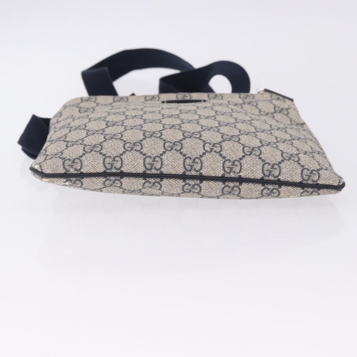 GUCCI GG Supreme Shoulder Bag PVC Navy Silver 201538 Auth ka6210