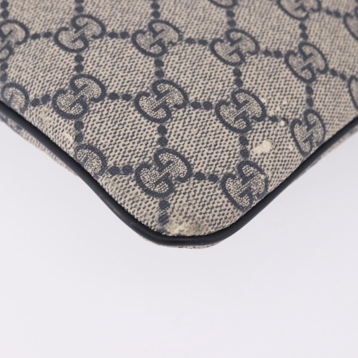 GUCCI GG Supreme Shoulder Bag PVC Navy Silver 201538 Auth ka6210