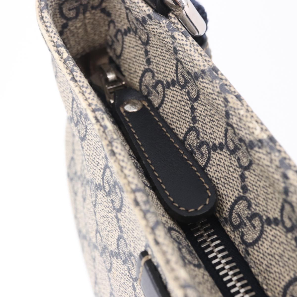 GUCCI GG Supreme Shoulder Bag PVC Navy Silver 201538 Auth ka6210