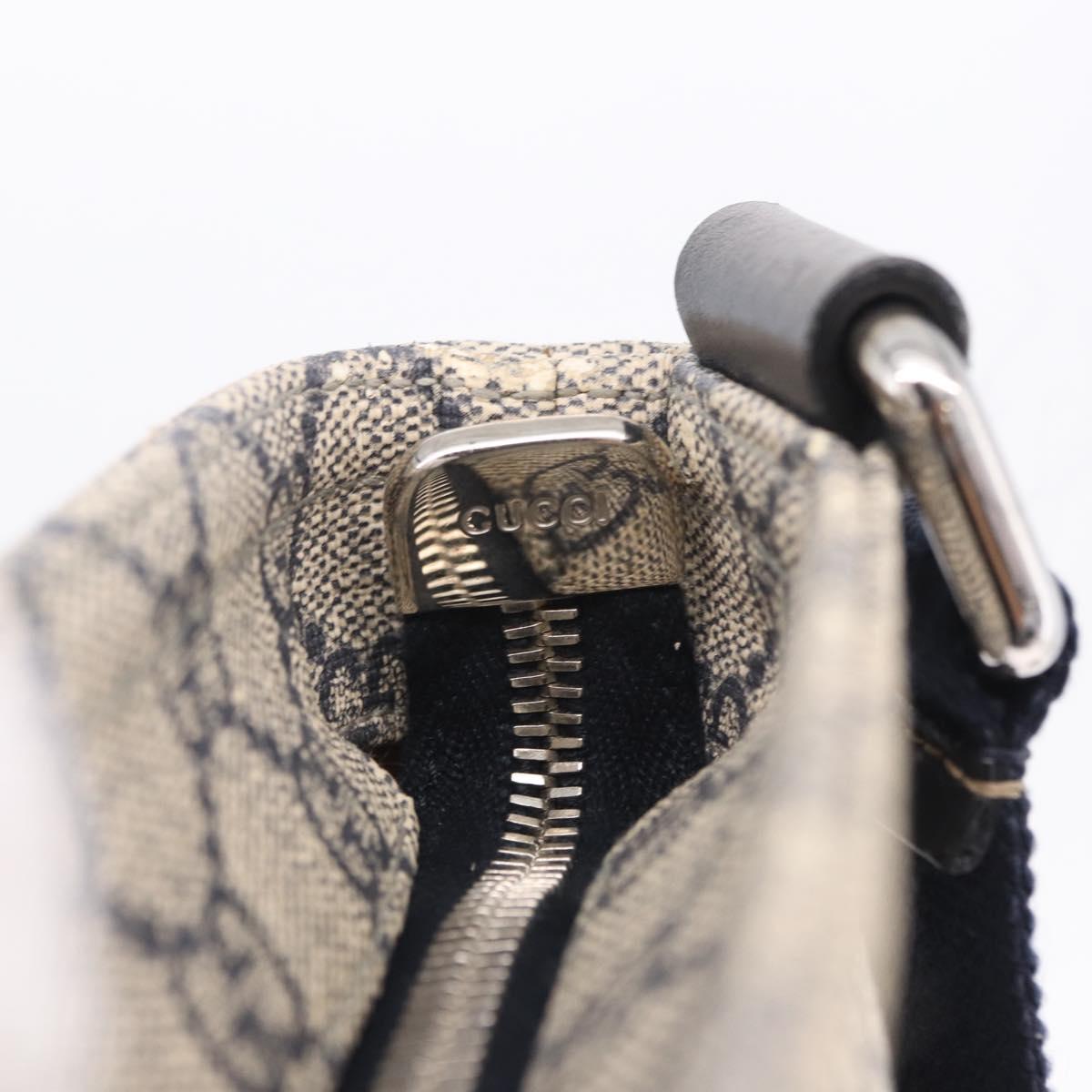 GUCCI GG Supreme Shoulder Bag PVC Navy Silver 201538 Auth ka6210