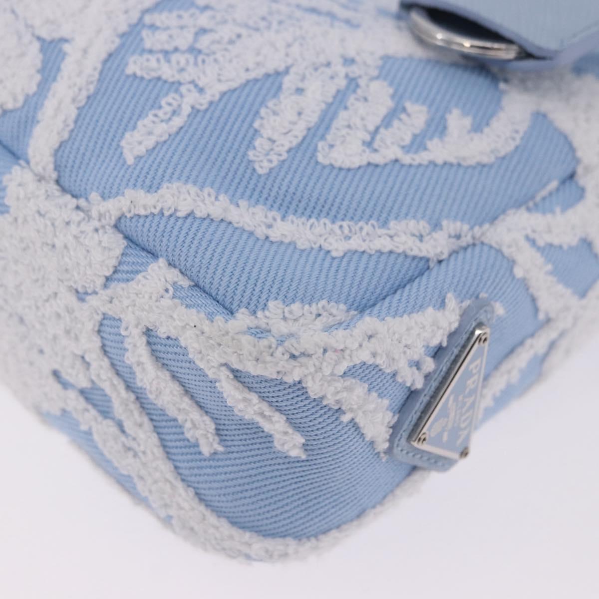 PRADA Hand Bag Canvas Blue Silver Auth ka6211V