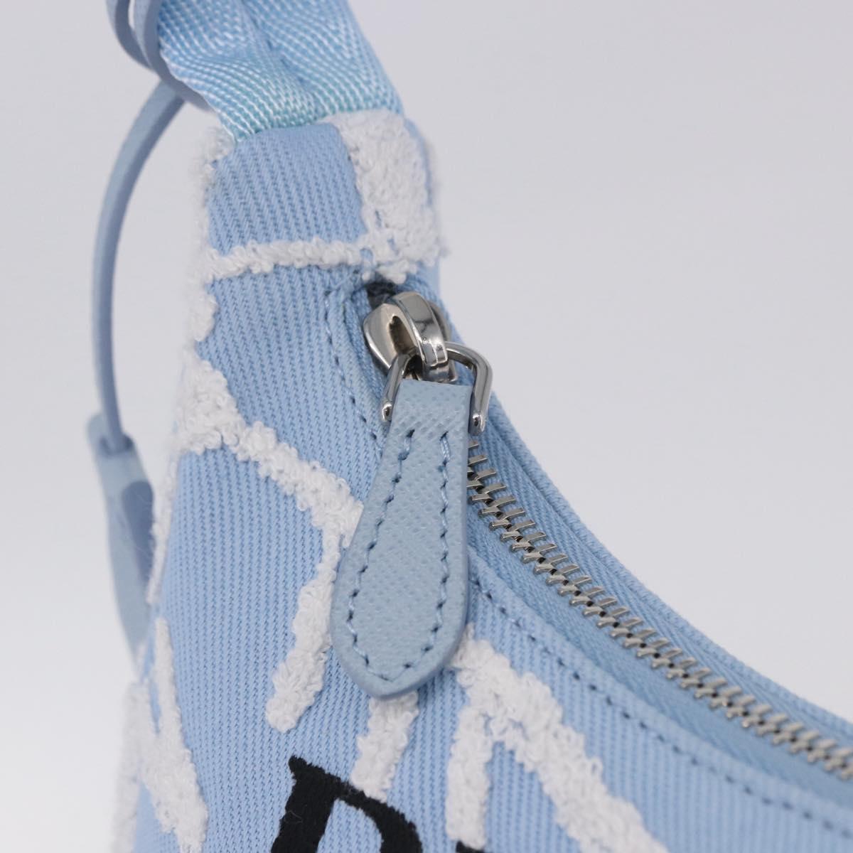 PRADA Hand Bag Canvas Blue Silver Auth ka6211V