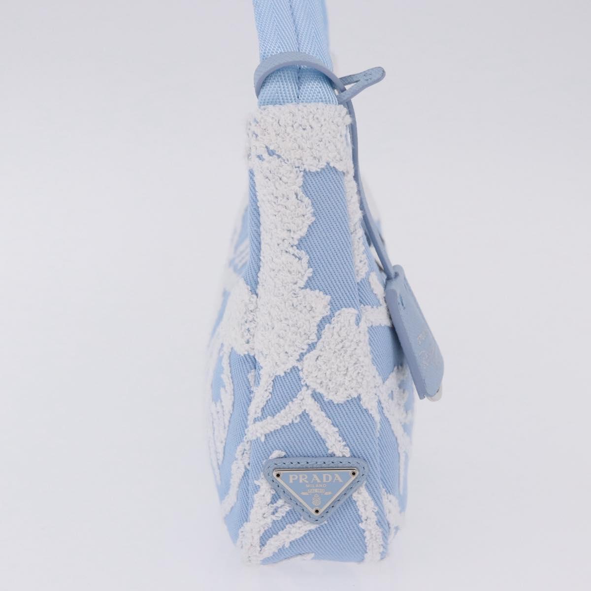PRADA Hand Bag Canvas Blue Silver Auth ka6211V
