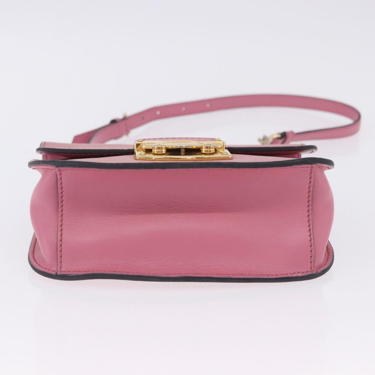 Miu Miu Madras Chain Shoulder Bag Leather Pink Gold Tone Auth ka6212