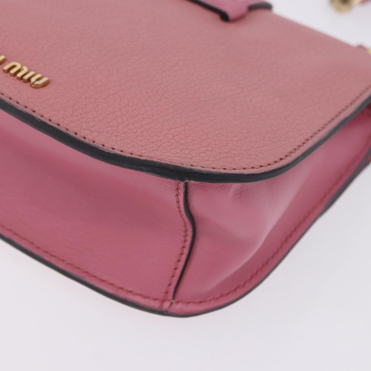 Miu Miu Madras Chain Shoulder Bag Leather Pink Gold Tone Auth ka6212