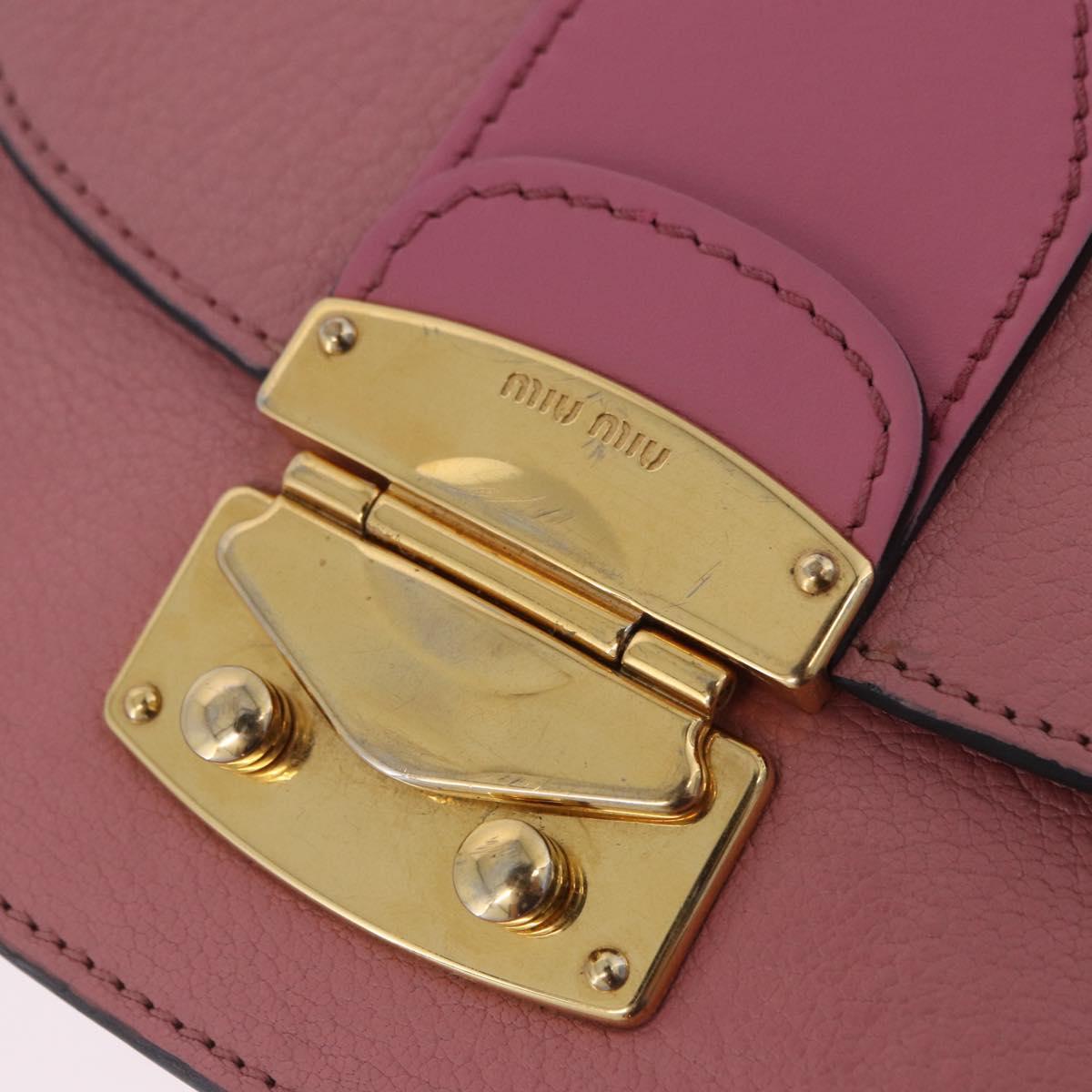 Miu Miu Madras Chain Shoulder Bag Leather Pink Gold Tone Auth ka6212