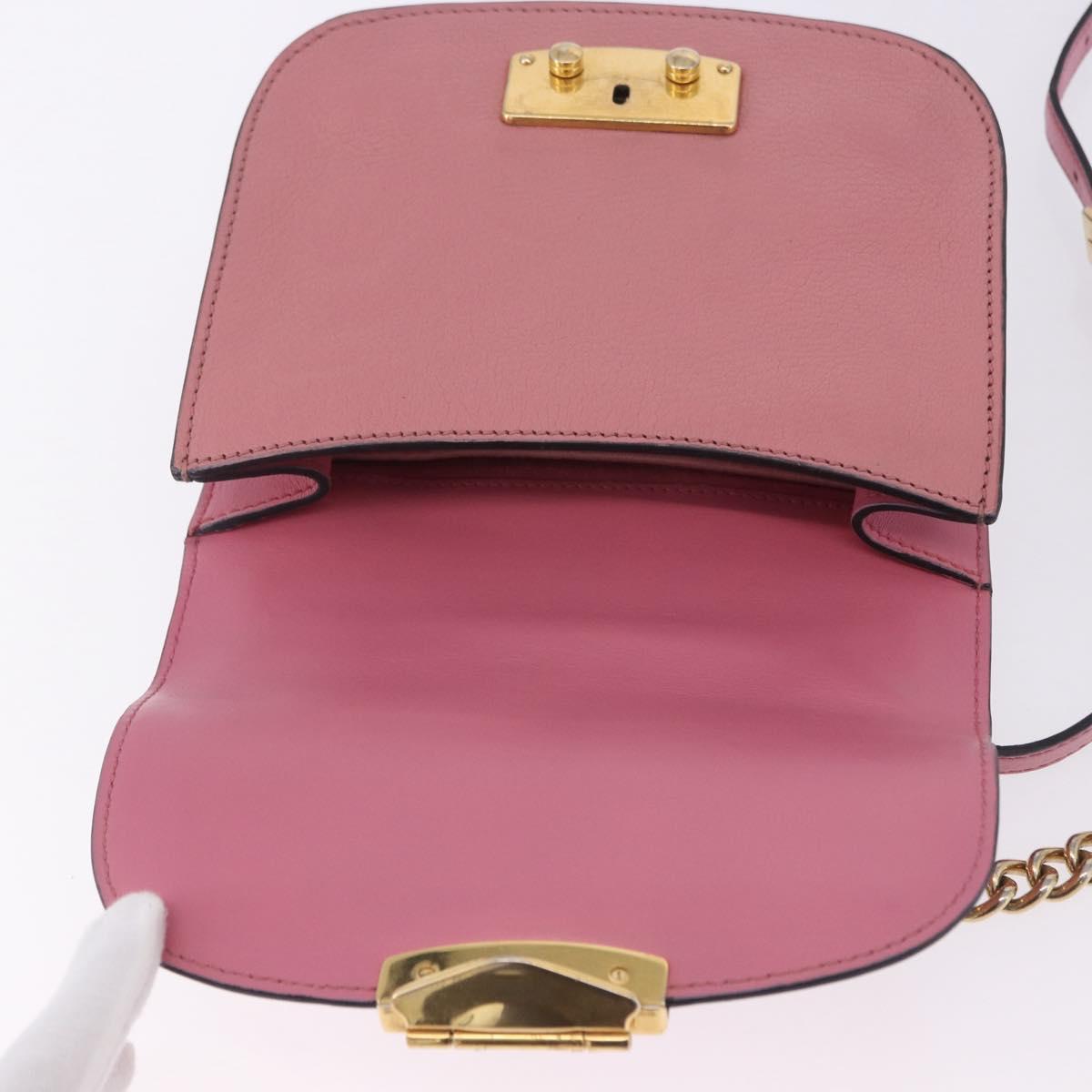 Miu Miu Madras Chain Shoulder Bag Leather Pink Gold Tone Auth ka6212