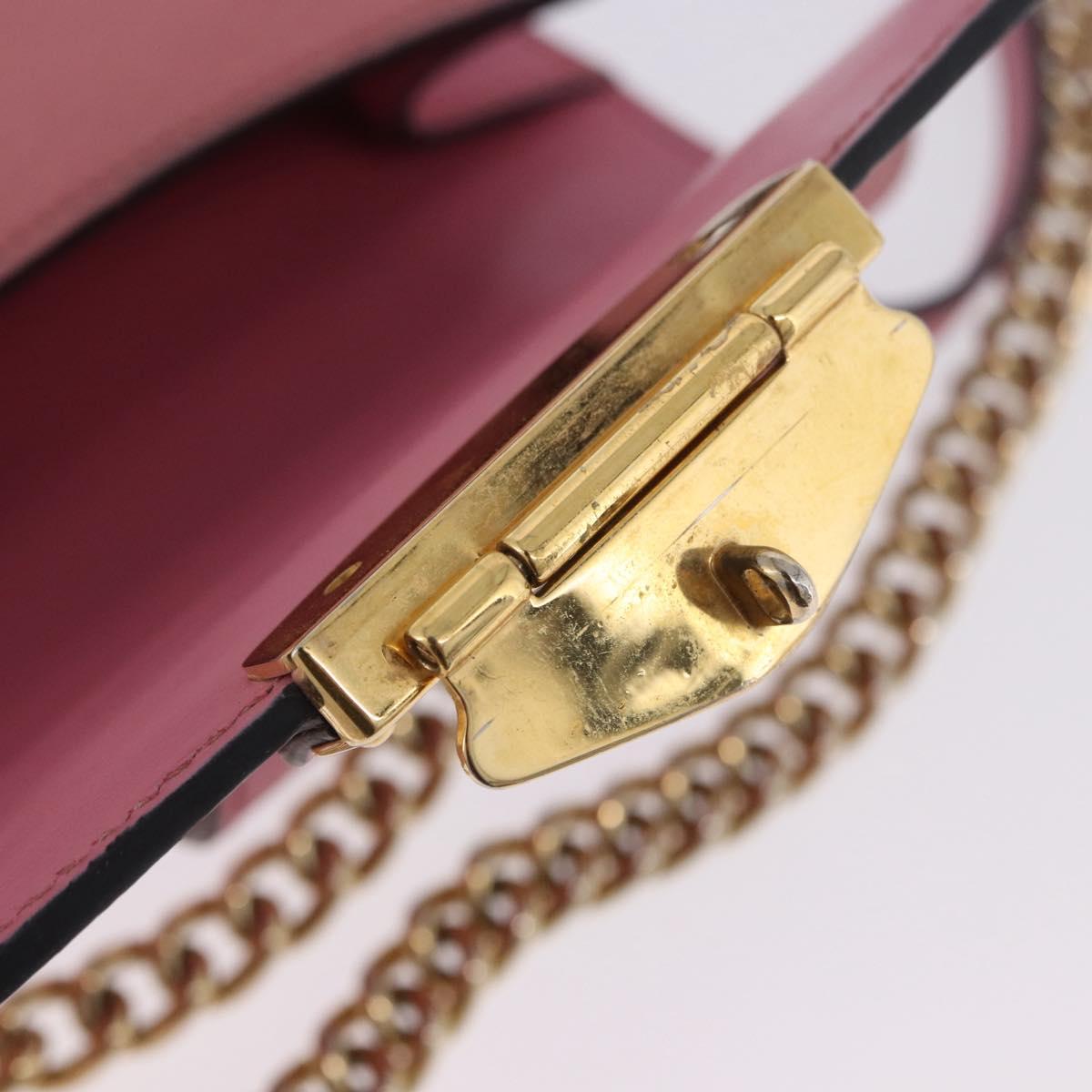 Miu Miu Madras Chain Shoulder Bag Leather Pink Gold Tone Auth ka6212