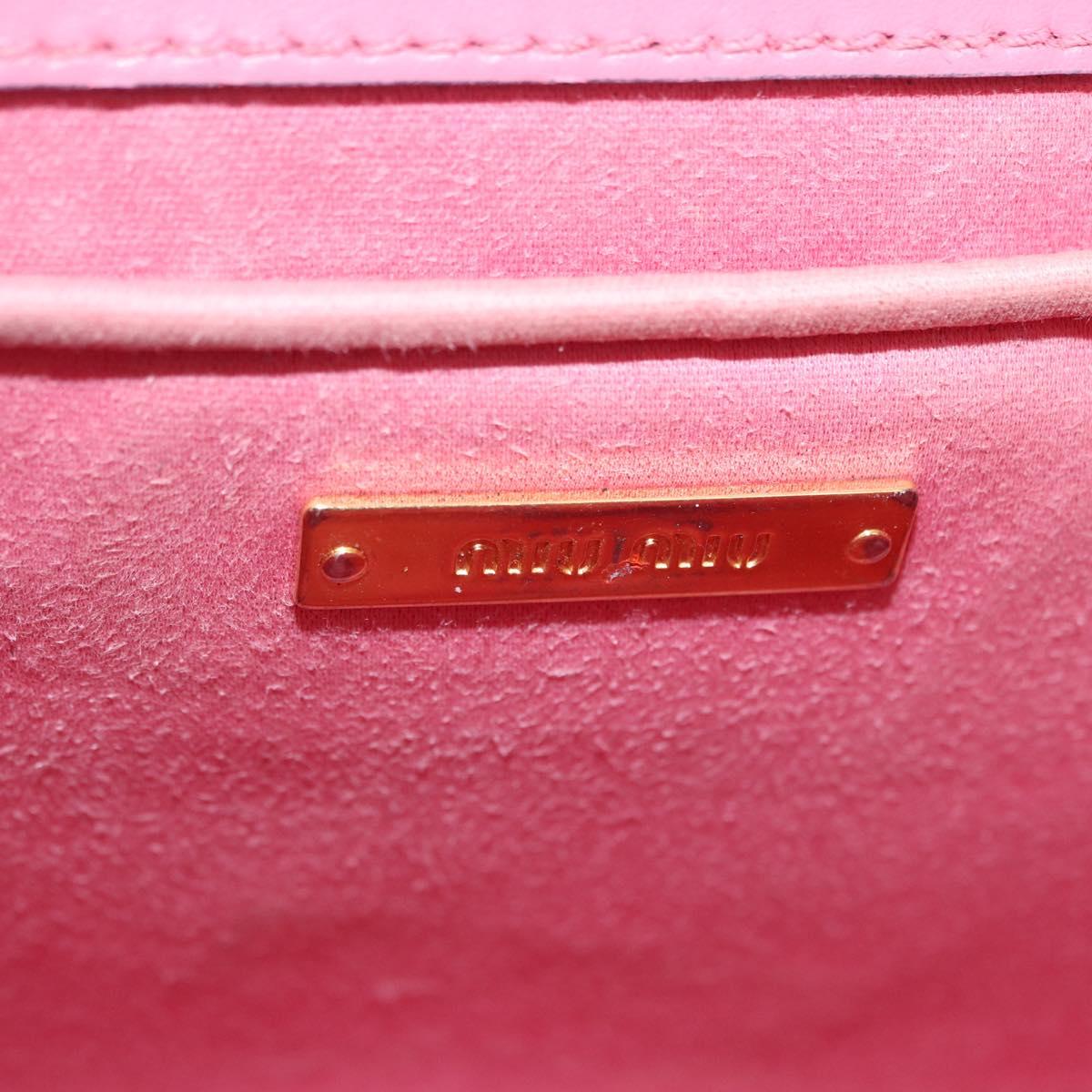 Miu Miu Madras Chain Shoulder Bag Leather Pink Gold Tone Auth ka6212