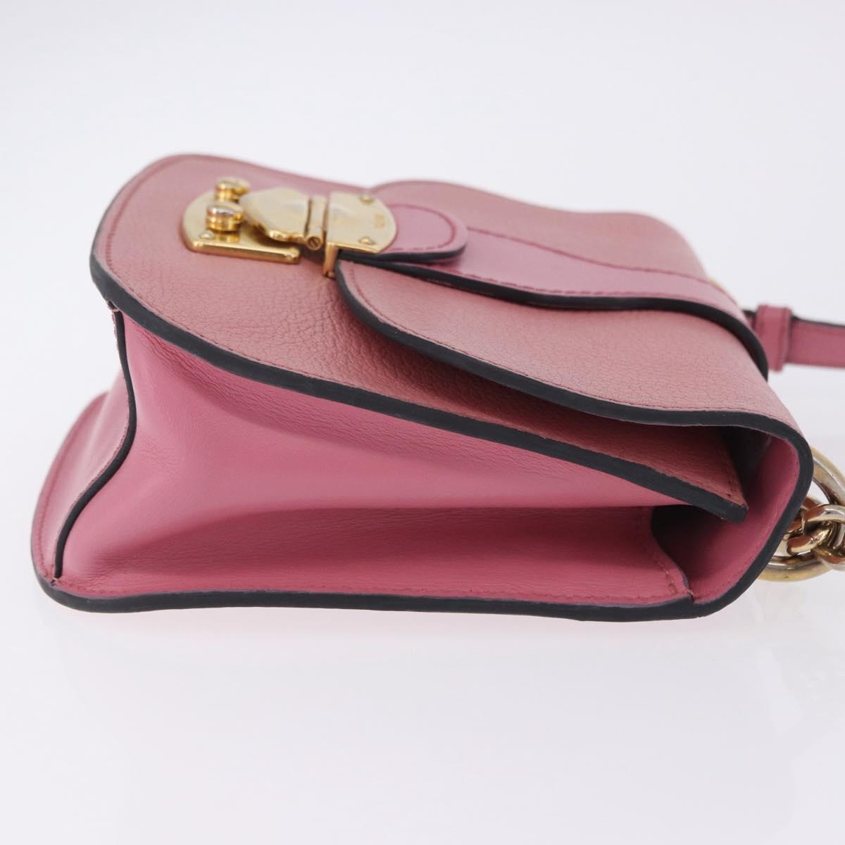 Miu Miu Madras Chain Shoulder Bag Leather Pink Gold Tone Auth ka6212