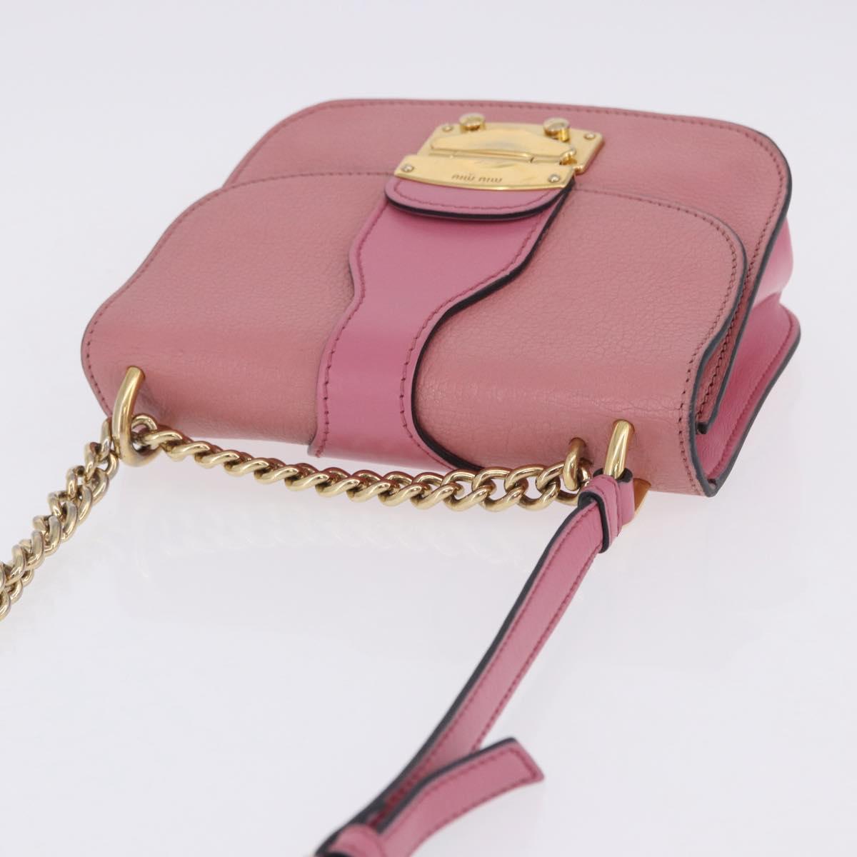 Miu Miu Madras Chain Shoulder Bag Leather Pink Gold Tone Auth ka6212