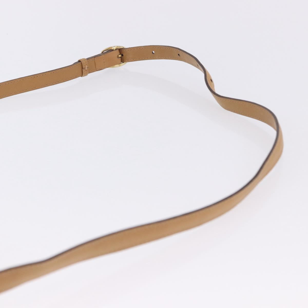 CELINE Shoulder Bag Leather Beige Gold Tone Auth ka6215