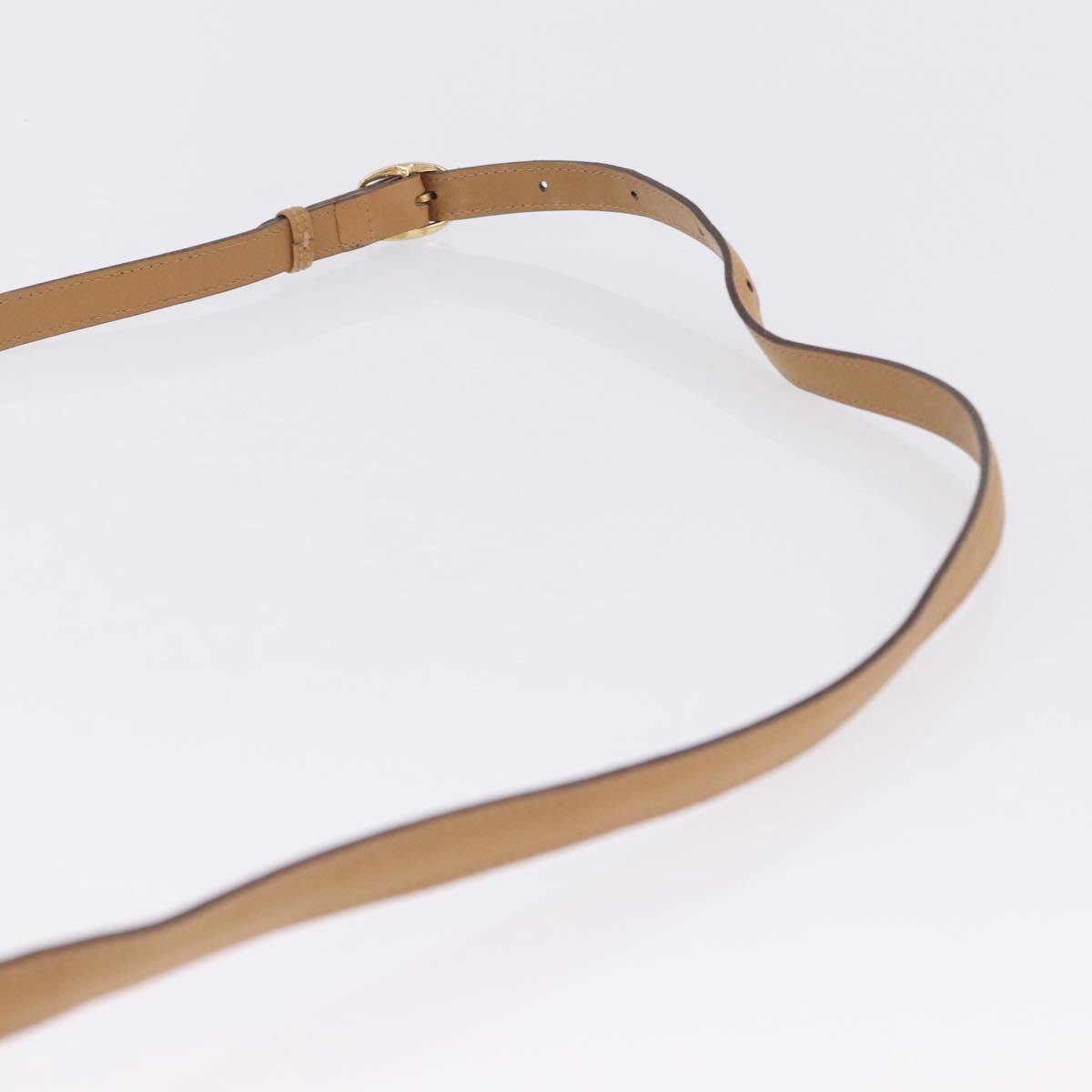 CELINE Shoulder Bag Leather Beige Gold Tone Auth ka6215