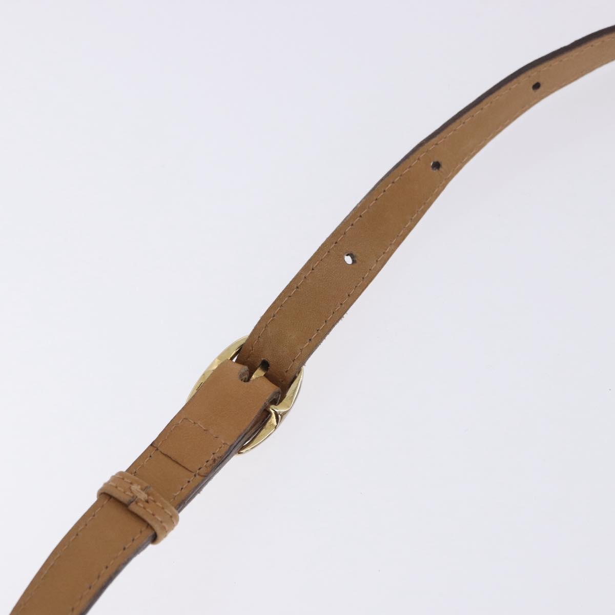 CELINE Shoulder Bag Leather Beige Gold Tone Auth ka6215