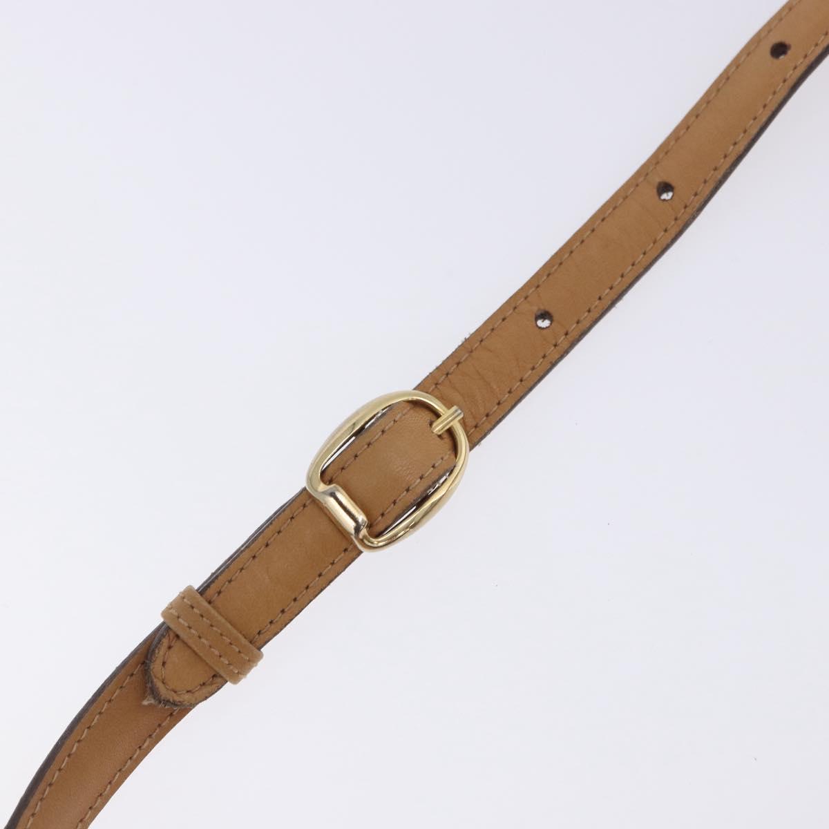 CELINE Shoulder Bag Leather Beige Gold Tone Auth ka6215