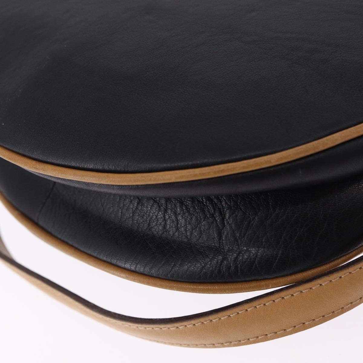 CELINE Shoulder Bag Leather Beige Gold Tone Auth ka6215