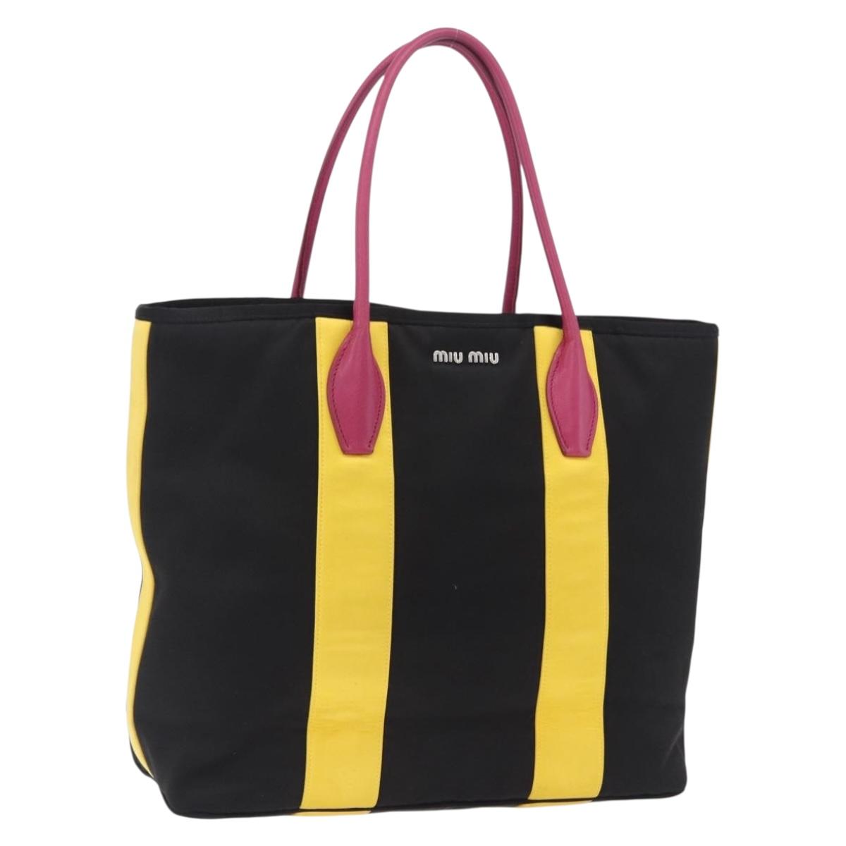 Miu Miu Tote Bag Satin Black Silver Auth ka6218V
