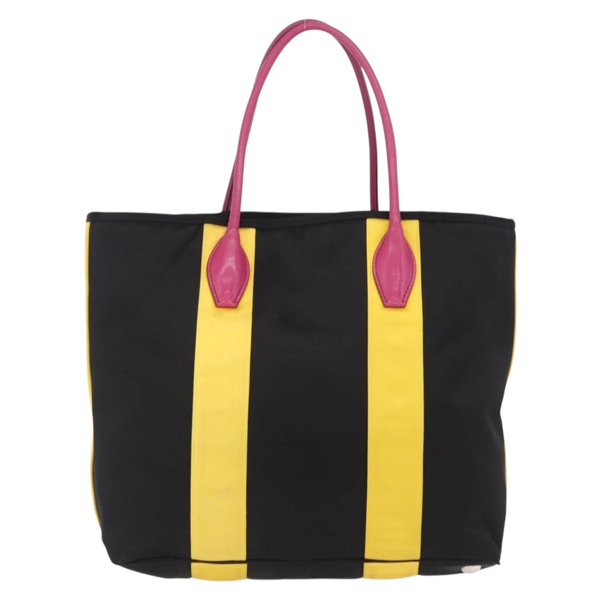 Miu Miu Tote Bag Satin Black Silver Auth ka6218V