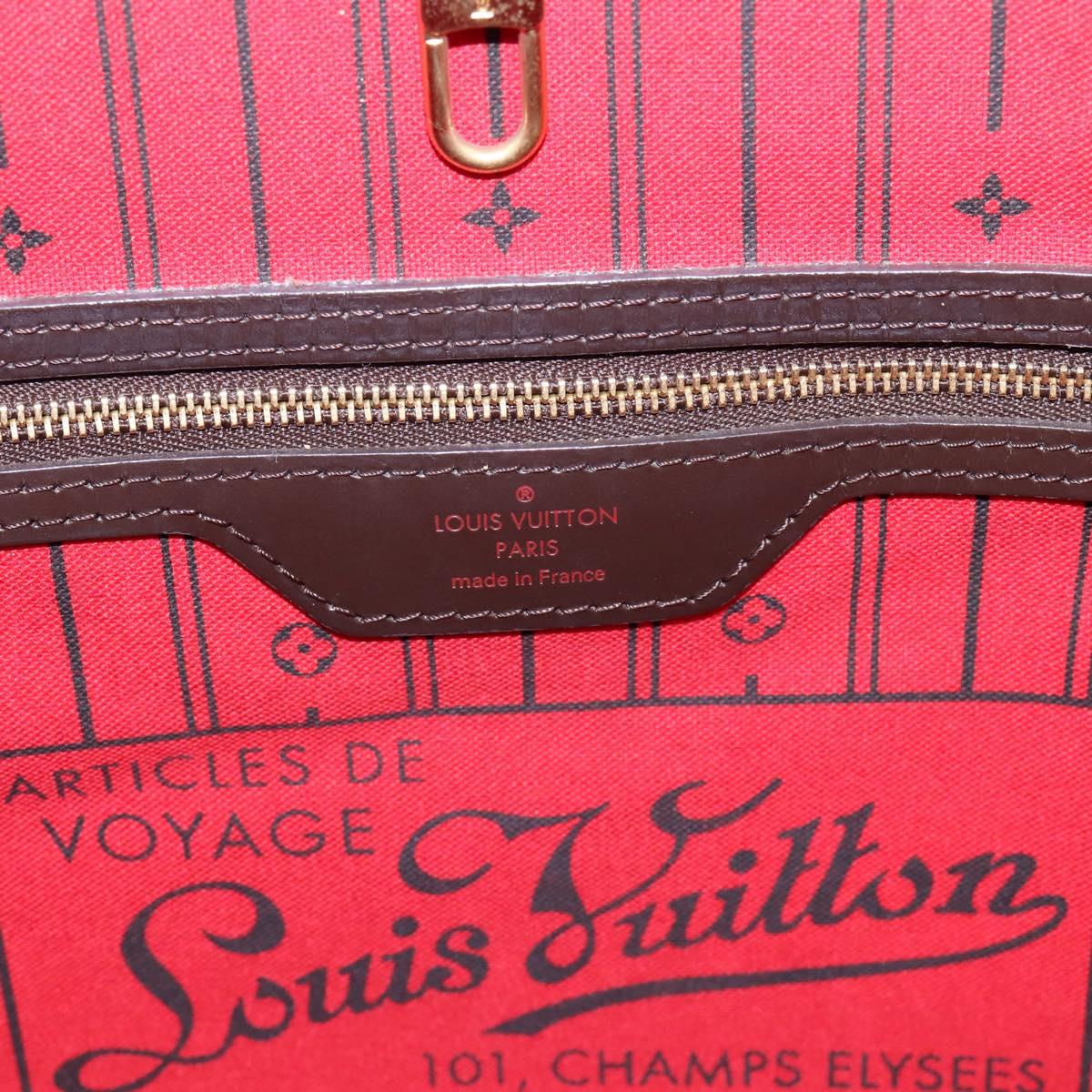 LOUIS VUITTON Damier Ebene Neverfull MM Tote Bag N51105 LV Auth ka6219