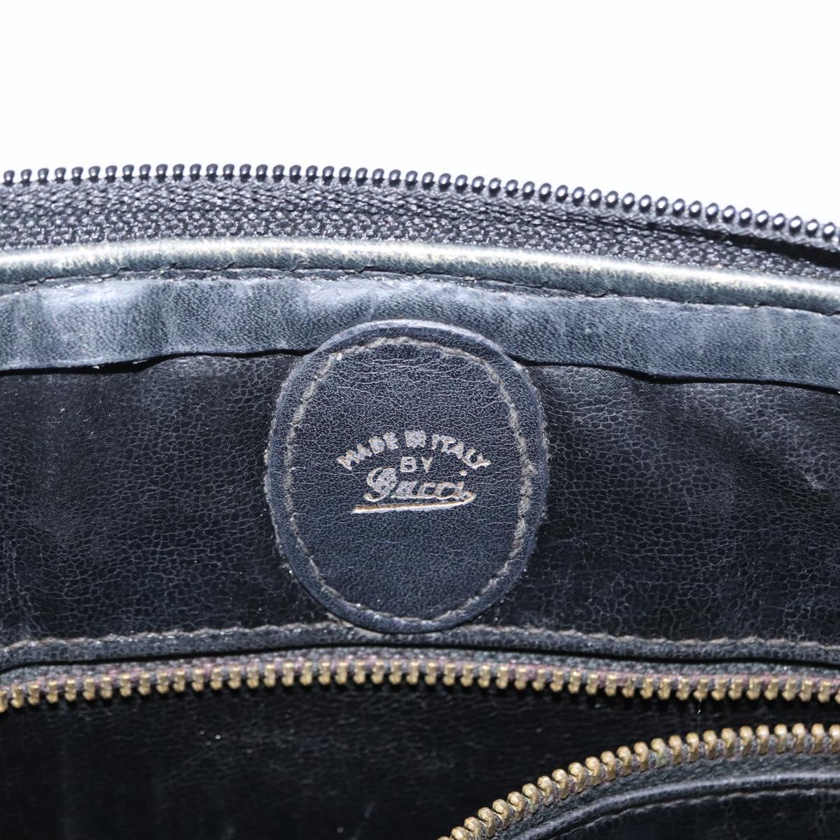 GUCCI Web Sherry Line Clutch Bag Leather Black Gold Auth ka622